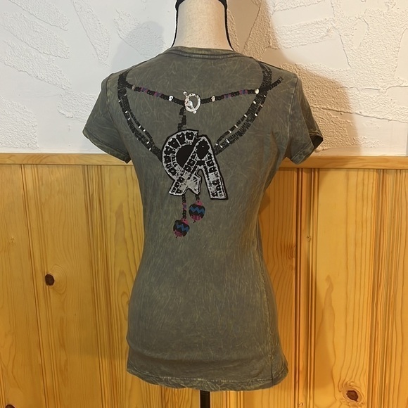 NWT Christian Audigier Spirit Beads Crew Neck Tee Sz-M - Picture 5 of 9